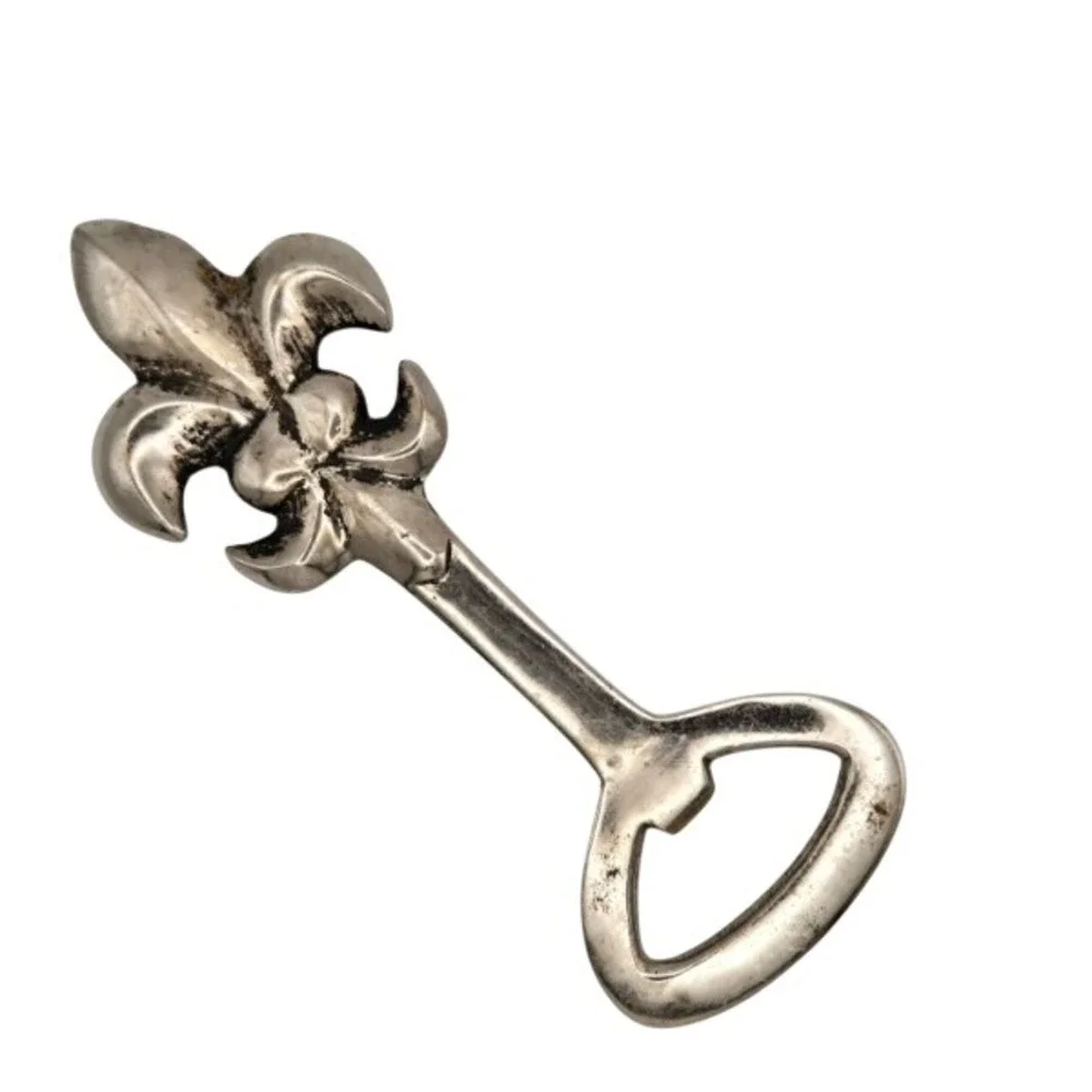 Fleur De Lis Bottle Opener Silver Tone Metal Barware Kitchen Tool‎ Drinkware